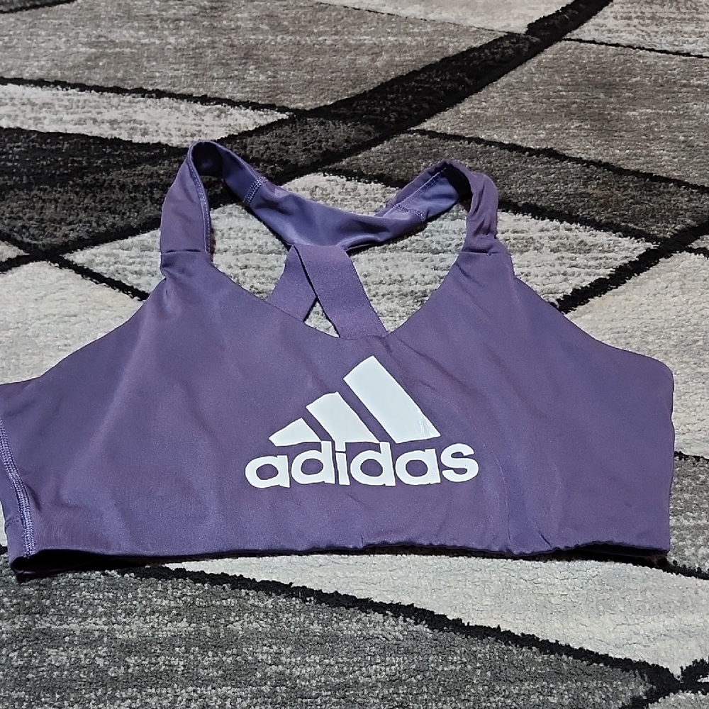ADIDAS PURPLE ACE GRAPHIC TRAINING RACERBACK ATHLETIC SPORTS BRA LARGE